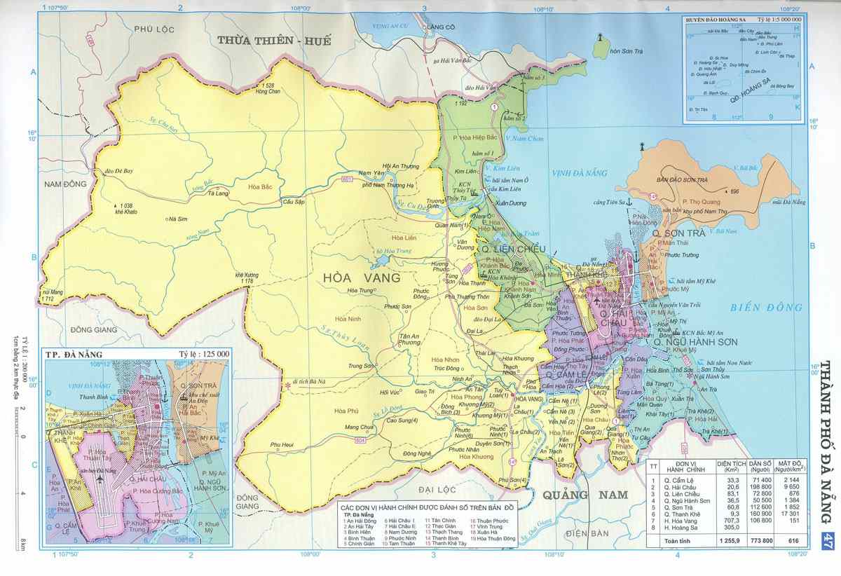 Bản đồ các quận Đà Nẵng